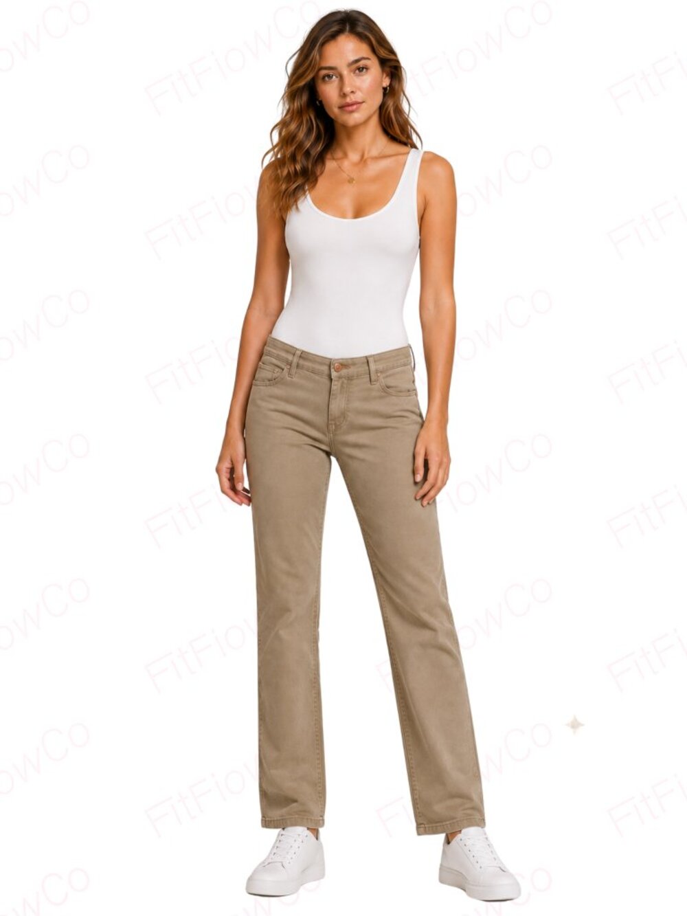Lee All Day Pants Women’s 10 Khaki Beige Mid Rise Straight Leg Stretch Cotton